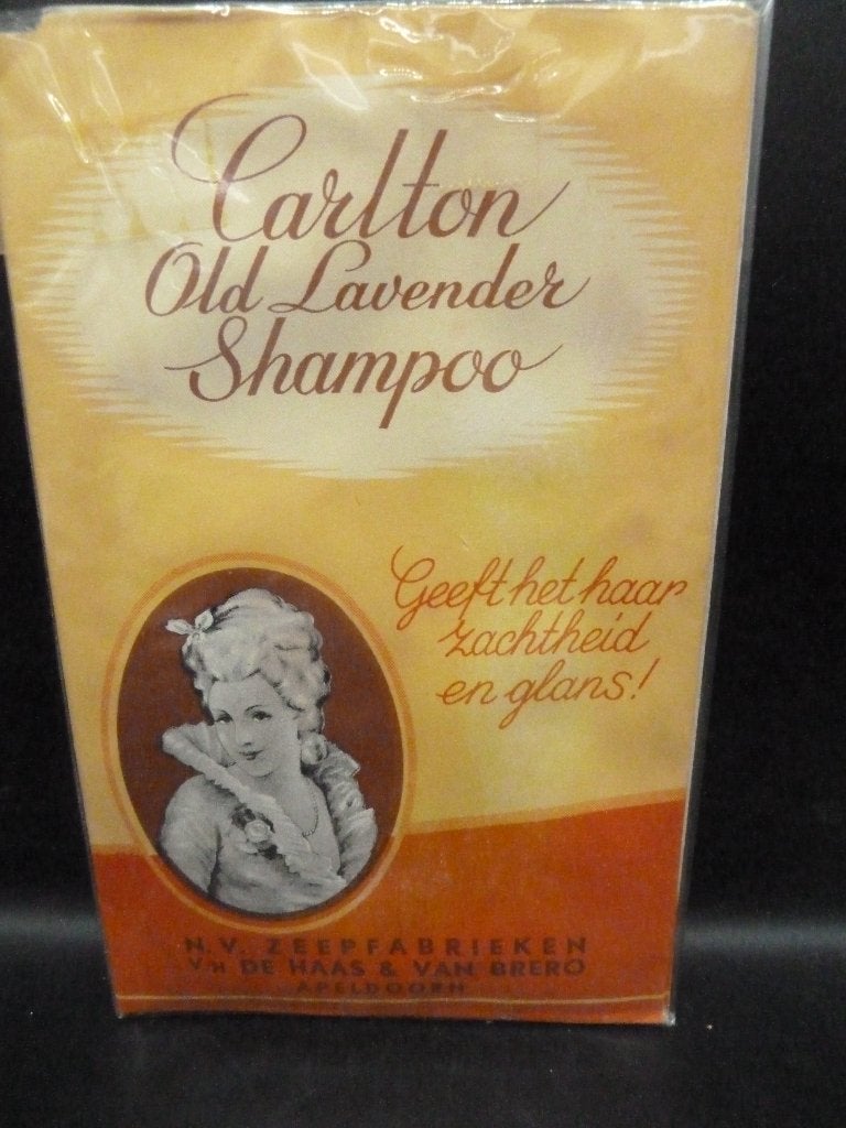 Antieke verpakking shampoo poeder Carlton old lavender, Ophalen of Verzenden, Nieuw, Verpakking