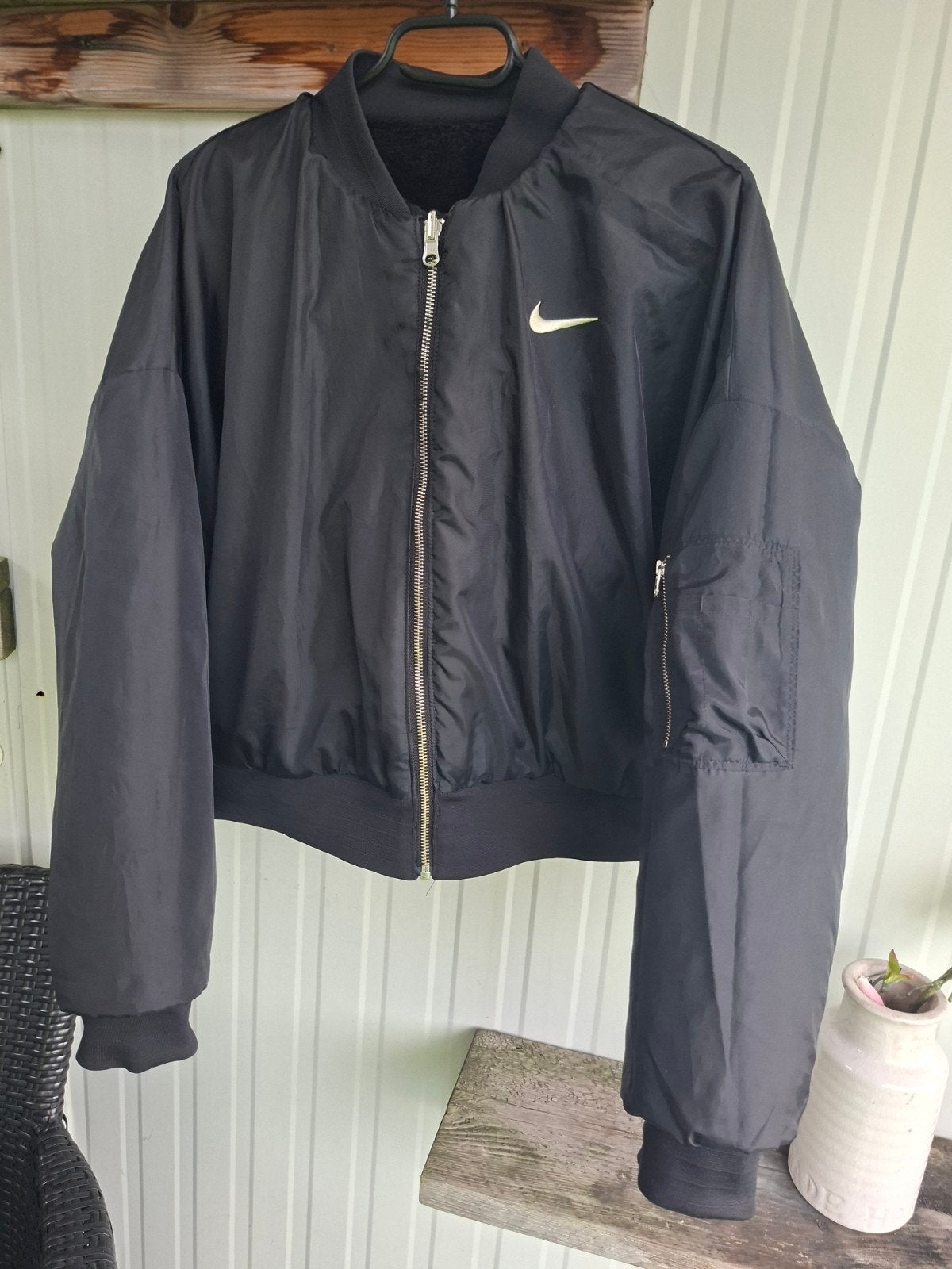 Nike omkeerbare bomberjack met teddy voering, Zwart, Nike, Ophalen of Verzenden, Zo goed als nieuw