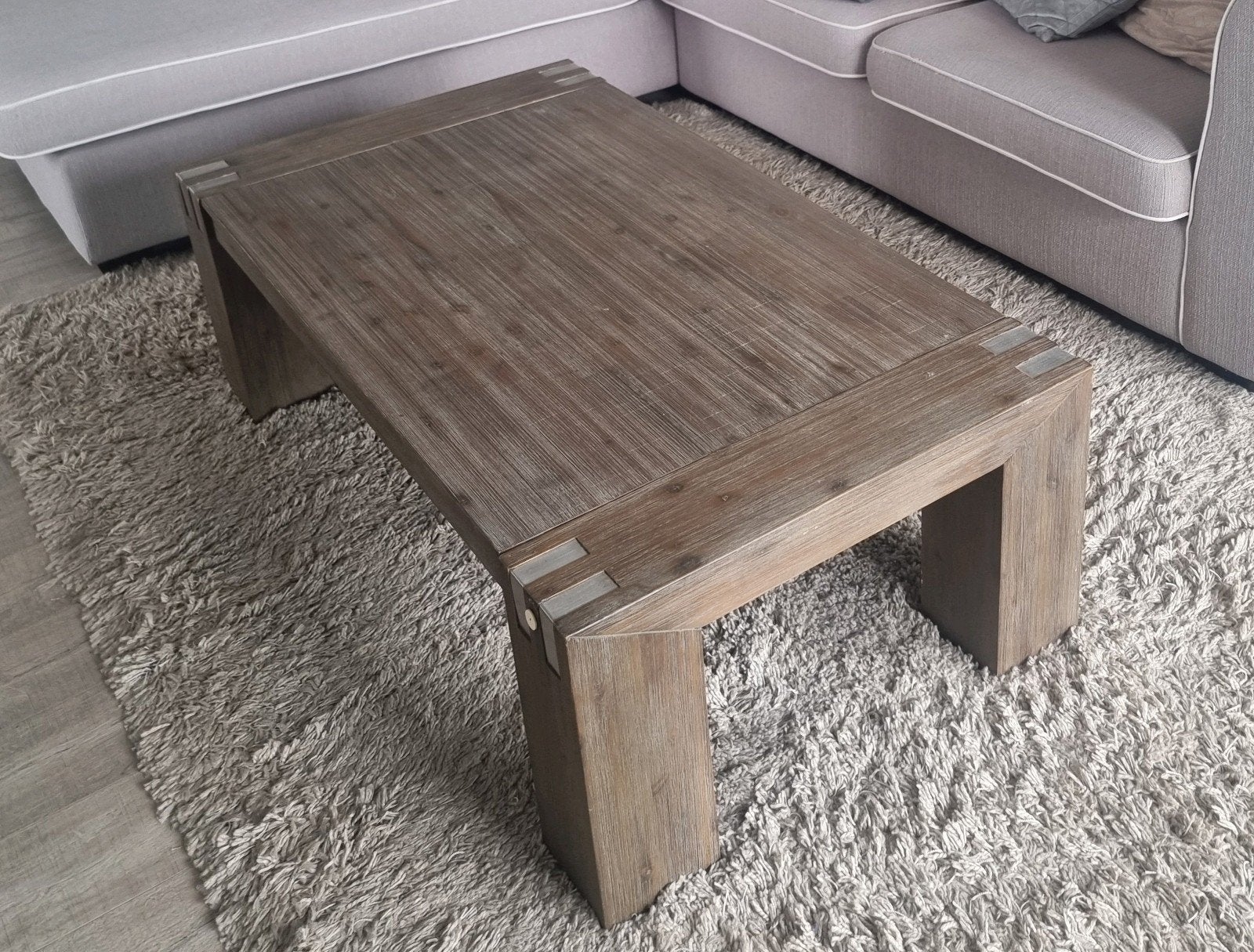 Houten salontafel, Huis en Inrichting, Tafels | Salontafels, Ophalen, Zo goed als nieuw, Rechthoekig, Teakhout