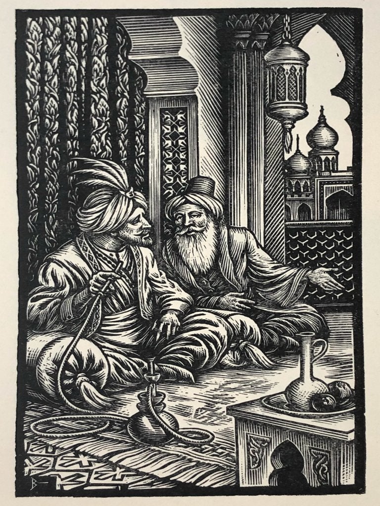 Nico Bulder (1898 1964) Houtsnede 'Waterpijp' ~1930, Antiek en Kunst, Ophalen of Verzenden