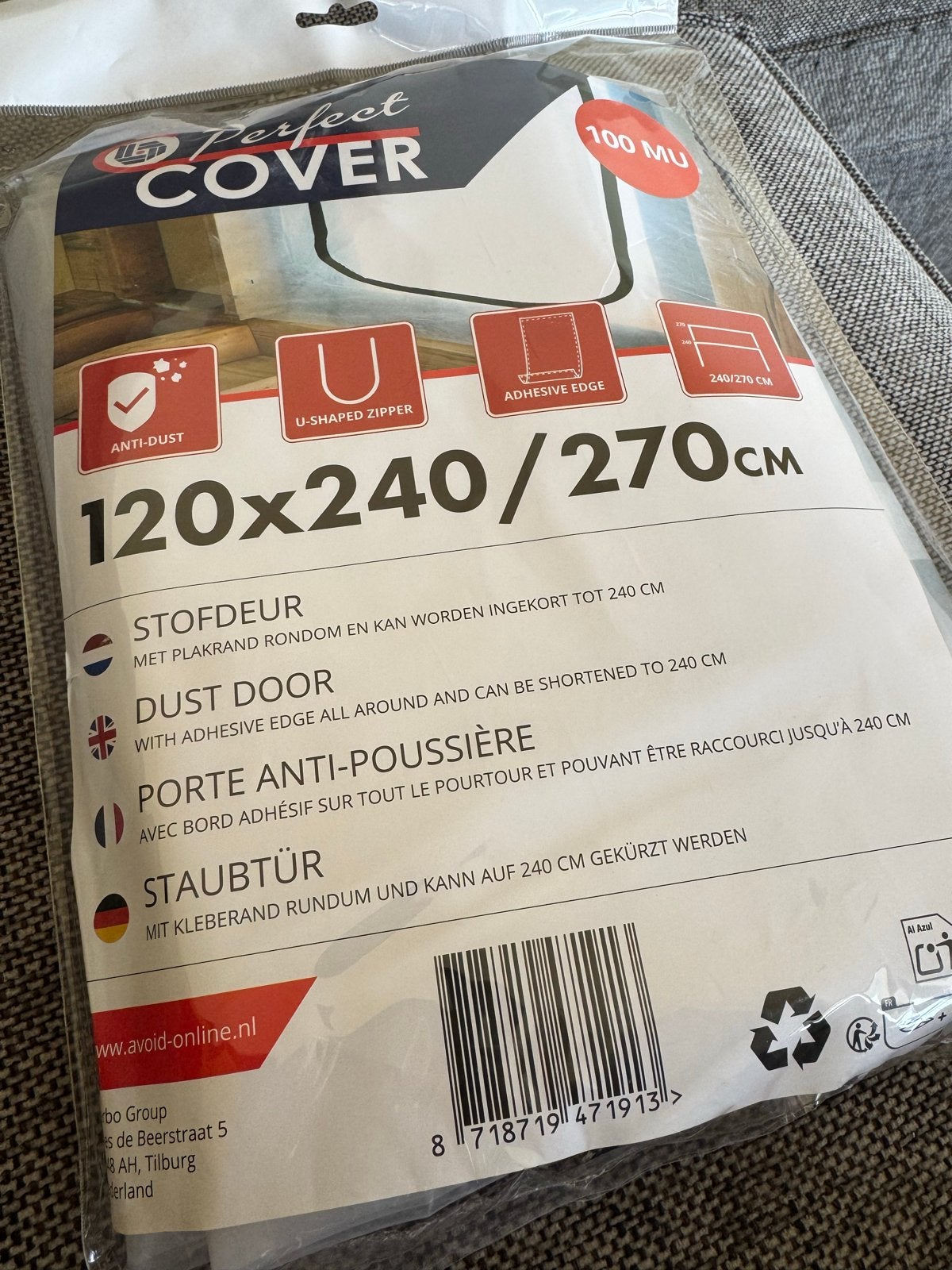 Perfect Cover Stofscherm - 120x240/270cm met rits, 100 tot 120 cm, Kunststof, 215 cm of meer, Overige typen