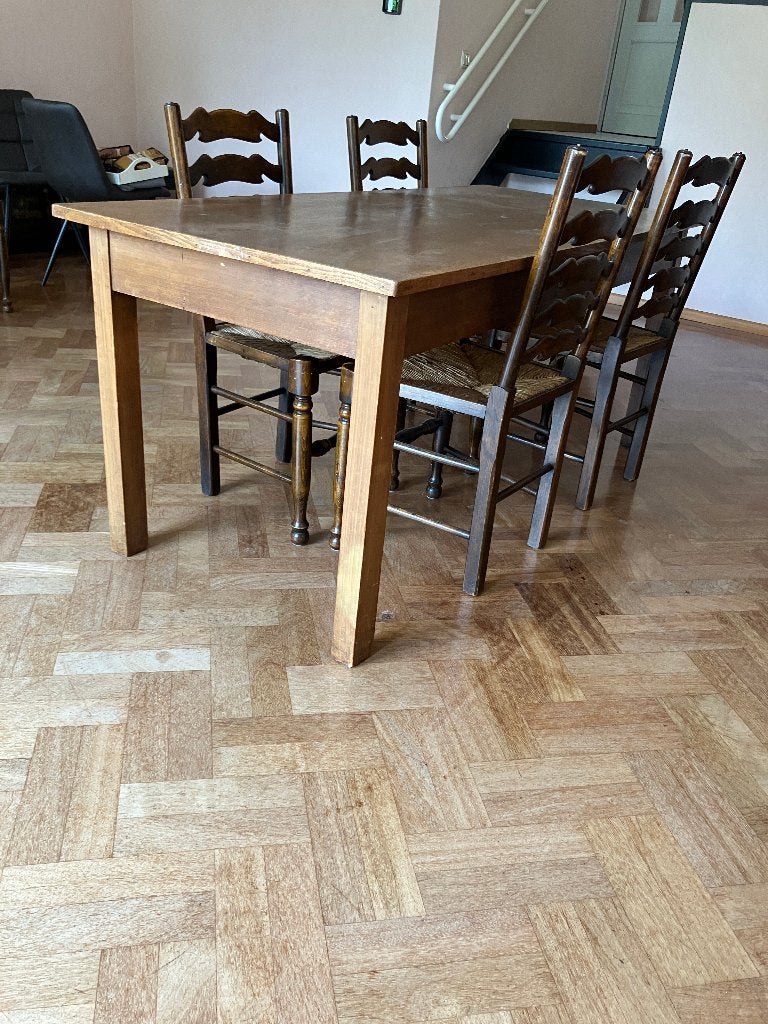 eettafel met 4 stoelen, Ophalen, Gebruikt, Eikenhout, 150 tot 200 cm