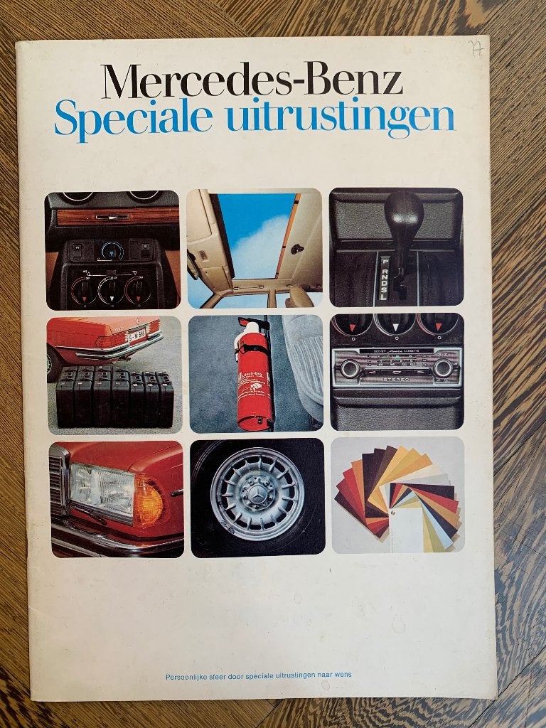 Brochure folder Mercedes-Benz Speciale uitrustingen 1976, Zo goed als nieuw, Mercedes-Benz, Mercedes, Ophalen of Verzenden