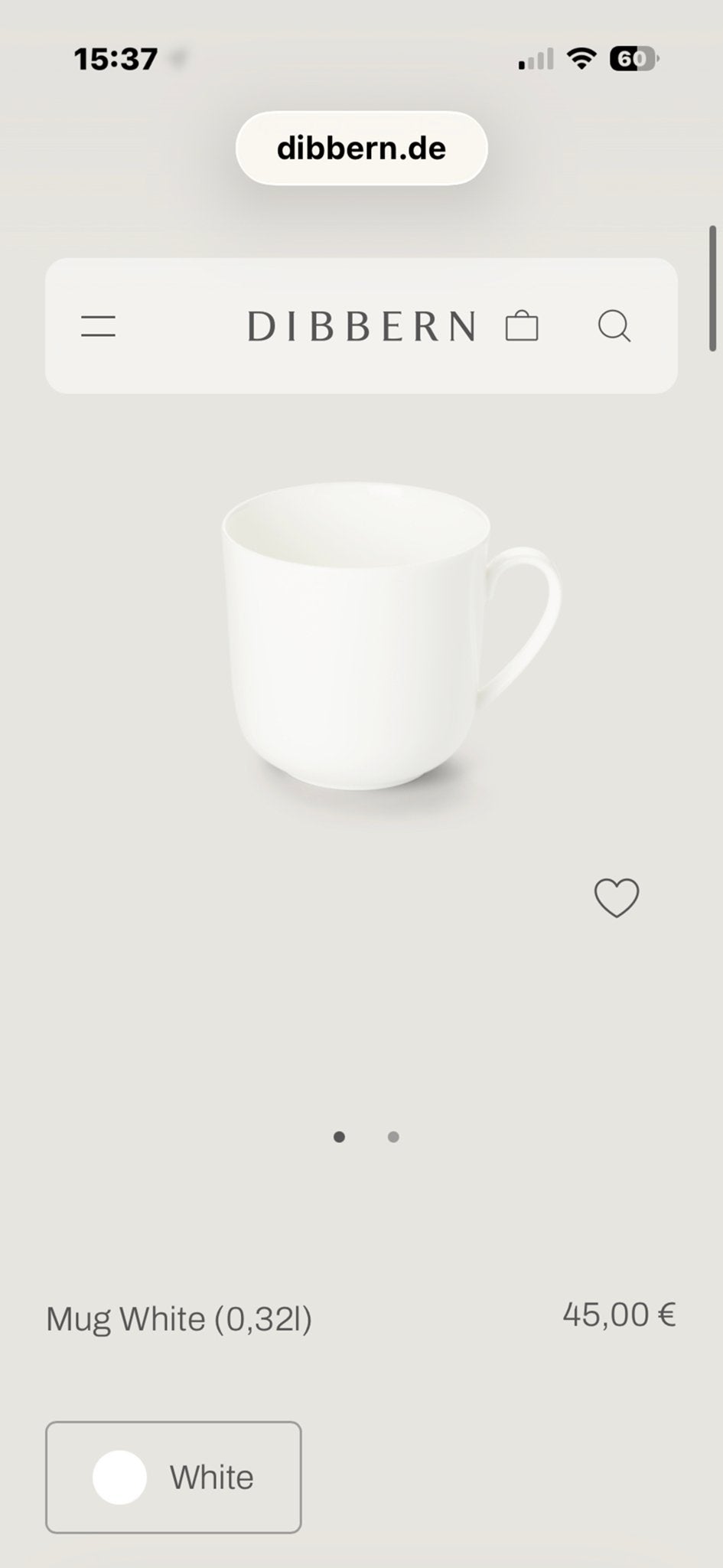 2x Dibbern Fine Bone China Mokken 0,32L - Nieuwstaat, Ophalen of Verzenden