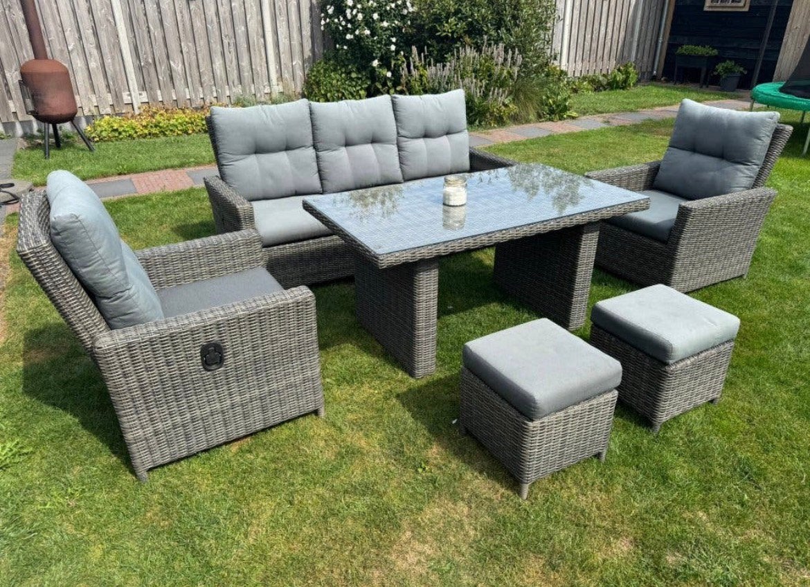 Mooie Loungeset , Diningset met verstelbare rugleuning, Ophalen, Zo goed als nieuw, Wicker, Bank