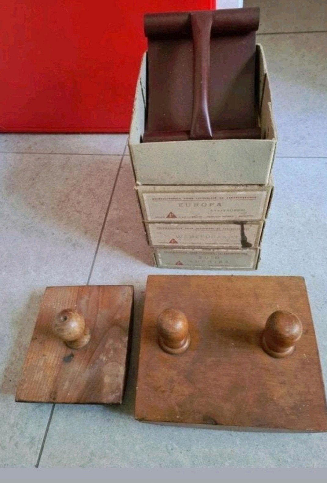 6 stuks Antieke Wereldkaart Stempels - E. & H. Lambrechts, Ophalen of Verzenden