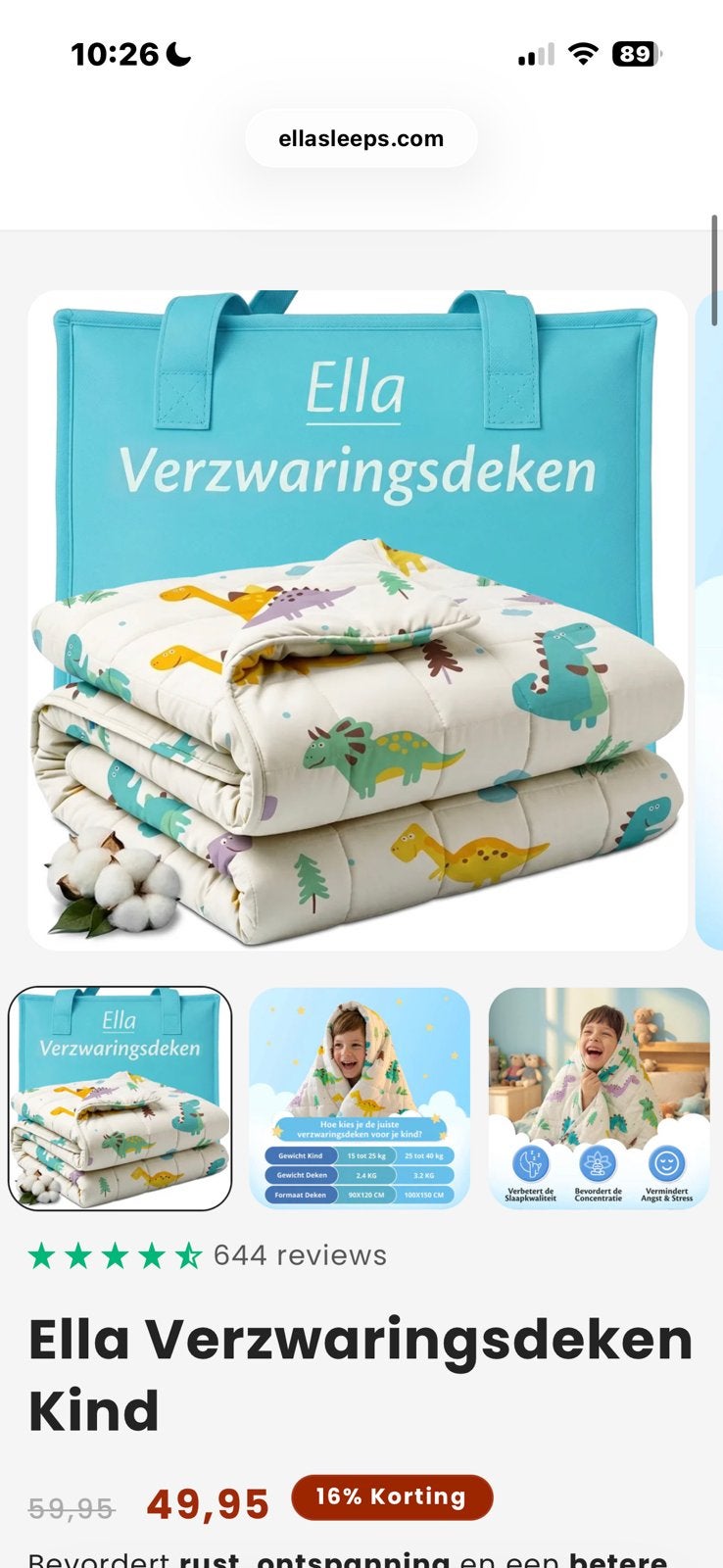 Ella kind verzwaringsdeken, Gebruikt, !, Ophalen of Verzenden, Ella