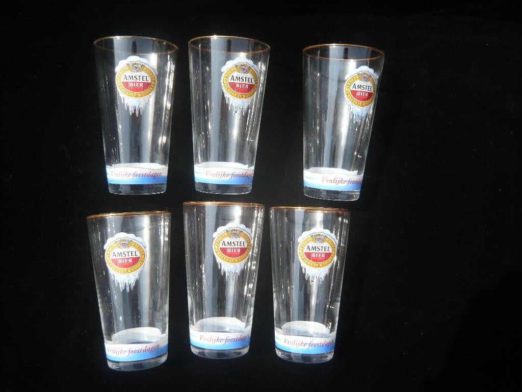 Amstel bierglazen 6 stuks, Verzamelen, Ophalen of Verzenden, Nieuw, Glas of Glazen, Amstel