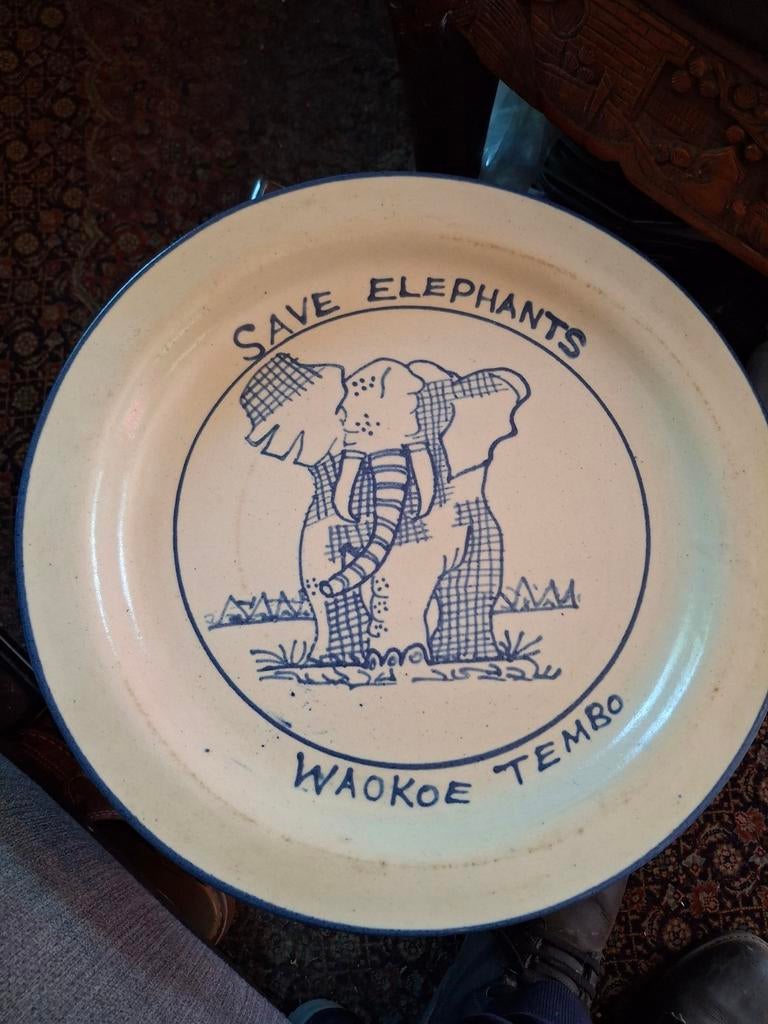 Vintage 'Save Elephants' bord - Waokoe Tembo, Ophalen of Verzenden