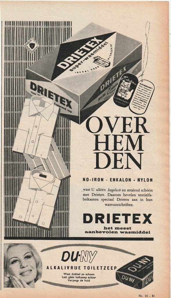 Retro reclame 1963 Drietex wasmiddel hagelwit stralend, Verzenden, Overige typen