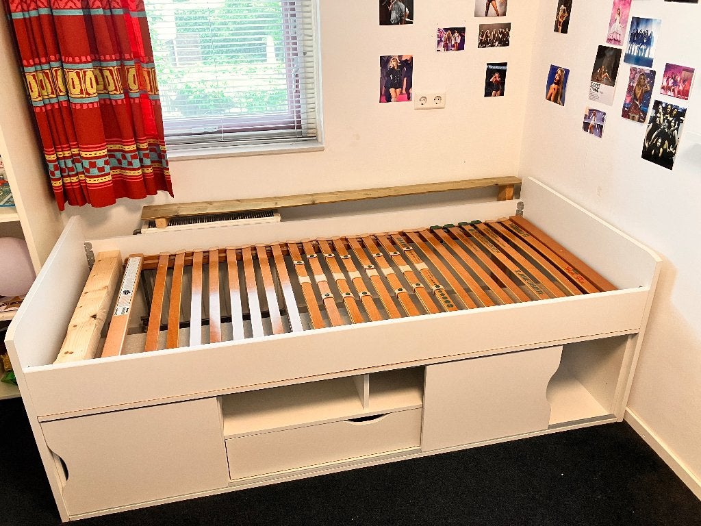 kajuitbed 200*90 wit tienerbed halfhoogslaper, 85 tot 100 cm, Gebruikt, 180 cm of meer, Ophalen