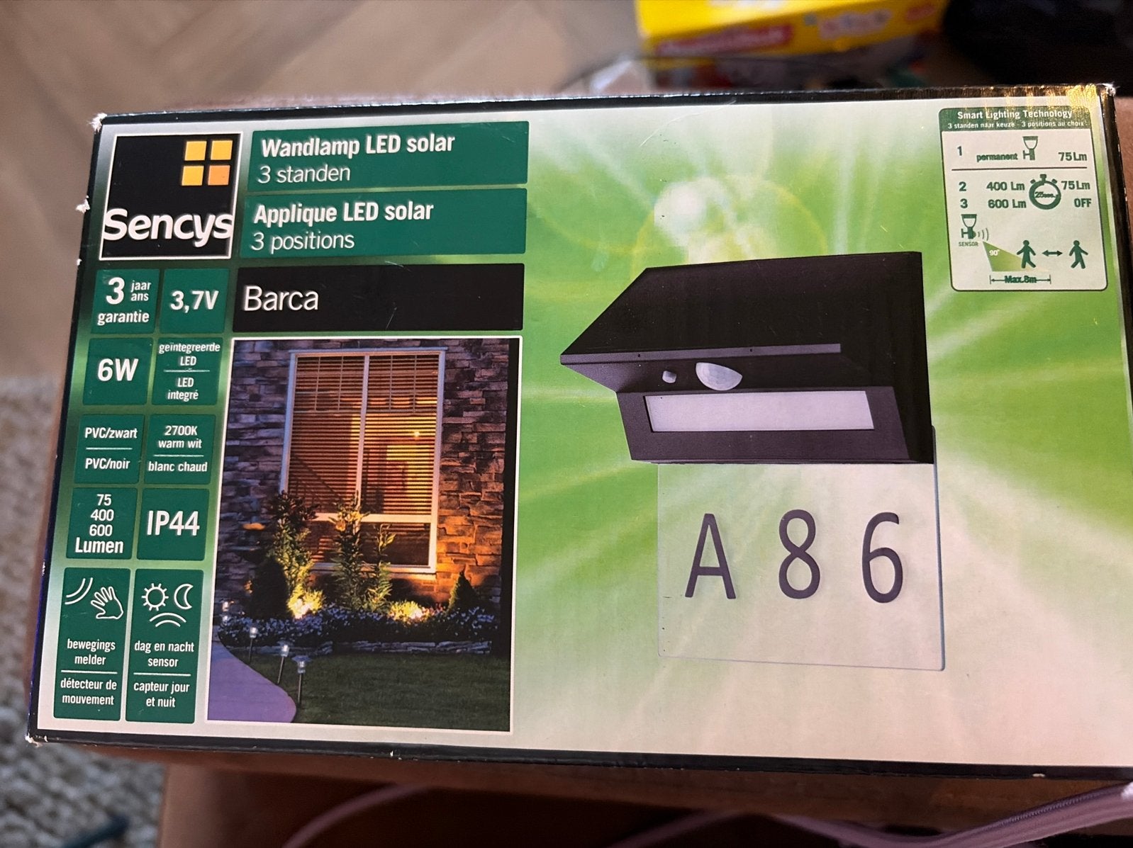Sencys Barca LED Solar Wandlamp met Bewegingssensor, Huis en Inrichting, Ophalen, Met sensor, Overige merken, Kunststof