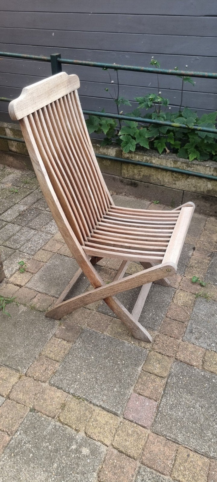 Te koop: hardhouten tuinstoel., Tuin en Terras, Tuinstoelen, Ophalen, Gebruikt, Hout, Inklapbaar