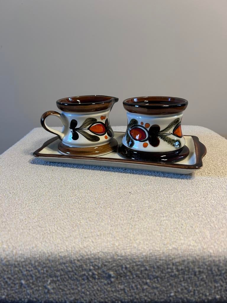 Vintage Schramberg 'Bernau' melk en suiker – Handbeschilderd, Antiek en Kunst, Antiek | Keramiek en Aardewerk, Ophalen of Verzenden