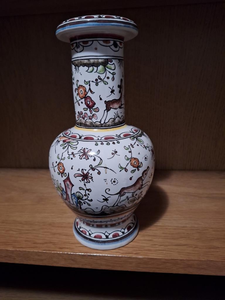 Antieke Vaas met Handgeschilderde Decoratie, Ophalen of Verzenden