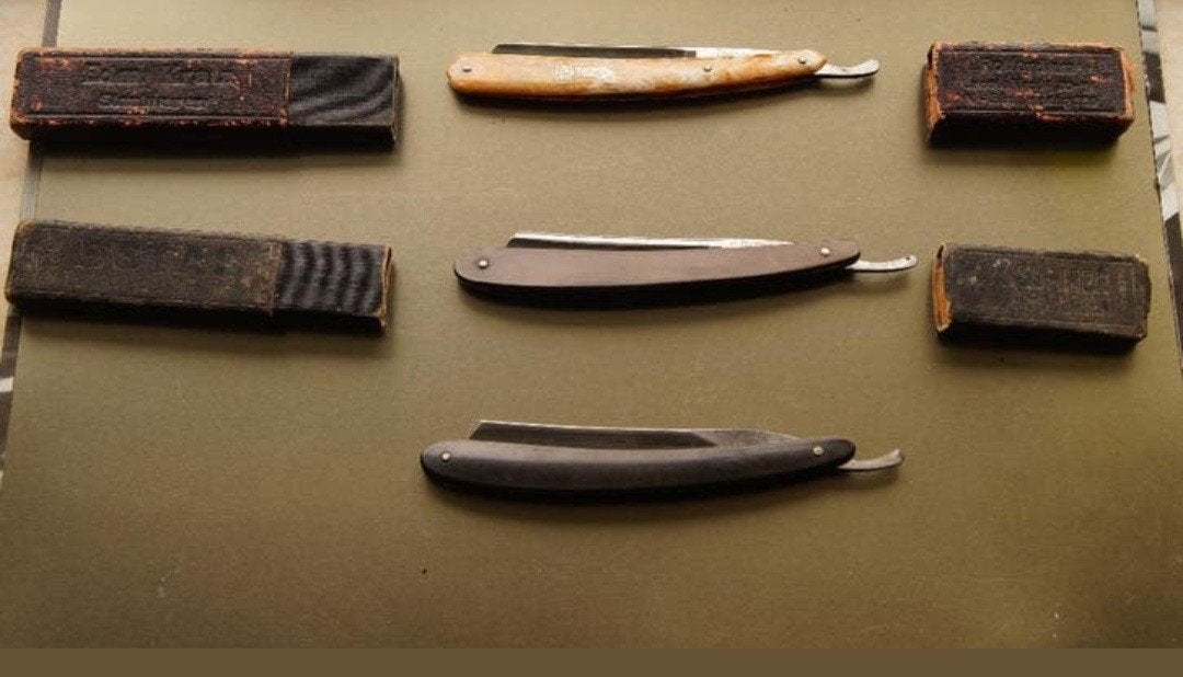 3x vintage straight razor, Ophalen of Verzenden