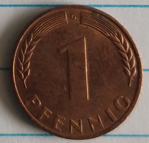 duitse munt 1 pfennig 1967G    volgnr 40.1, Ophalen of Verzenden, Duitsland, Losse munt