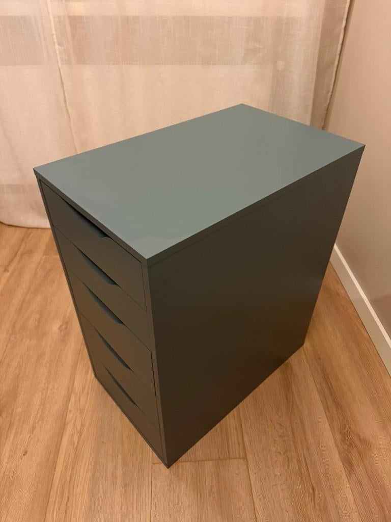 IKEA Alex ladekast grijs/turkoois 70x58x36 cm, Ophalen, Minder dan 50 cm, 5 laden of meer, Zo goed als nieuw