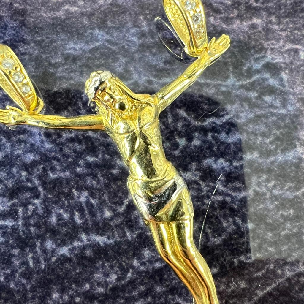 14 karaat gouden kruis jezus hanger, Ophalen of Verzenden, Nieuw, Goud, Kruis of Symbool