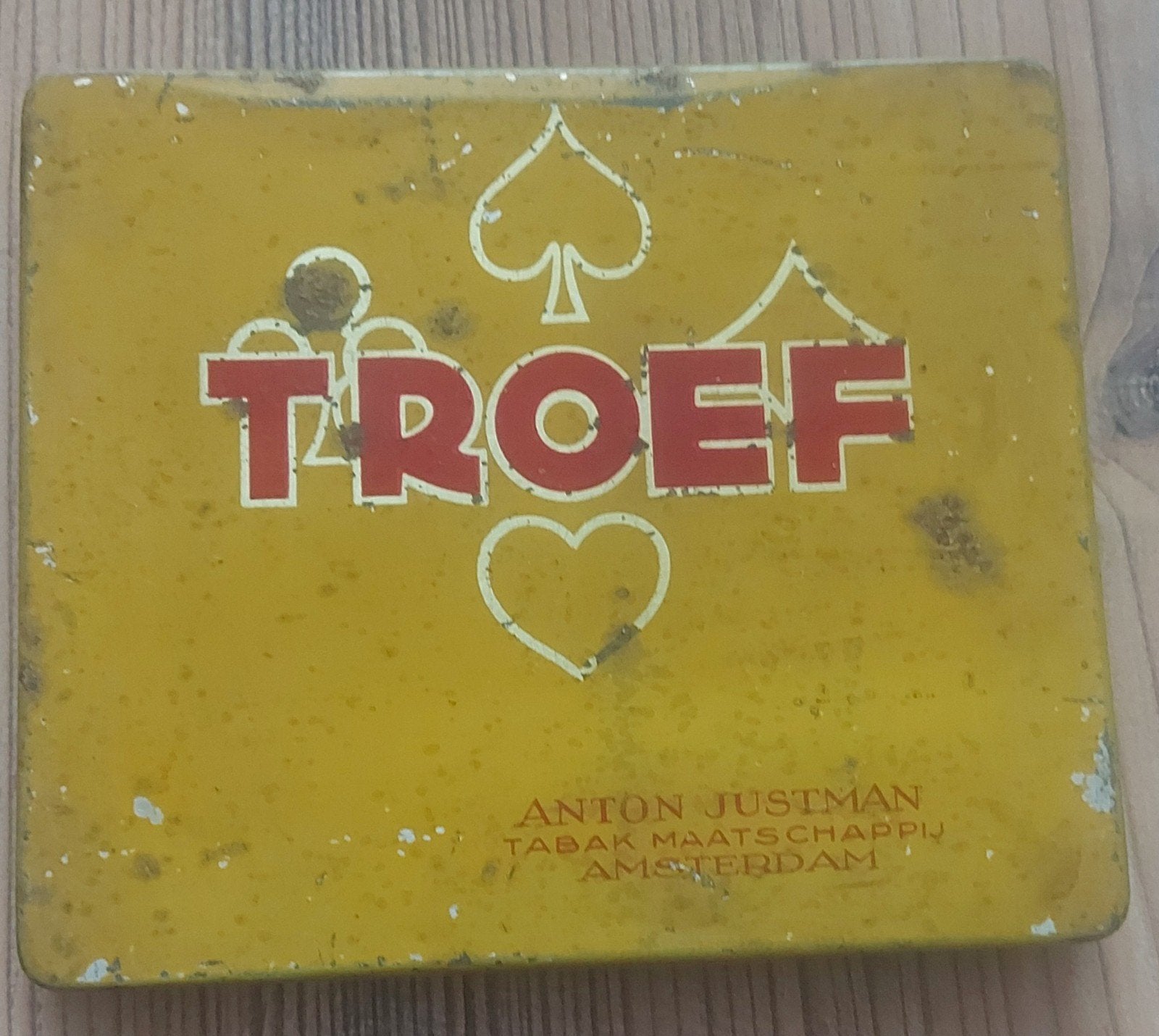 Vintage Troef Anton Justman Tabak Maatschappij blik, Ophalen of Verzenden, Gebruikt, Overige, Overige merken