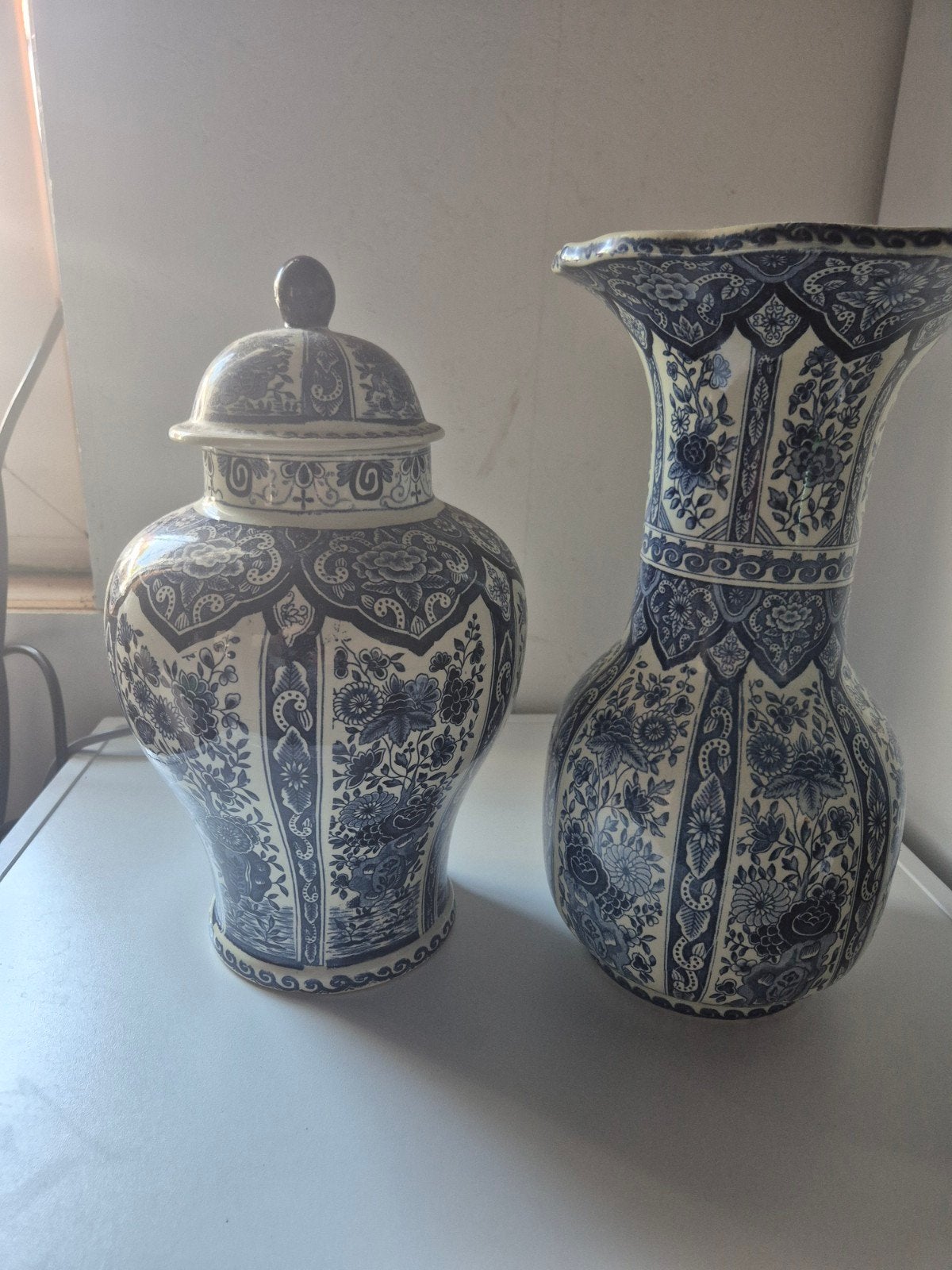Prachtig Delfts Blauw Gemberpot en Vaas Set, Ophalen