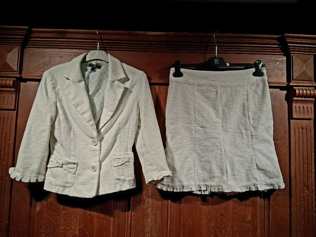 MNG Mango Set Maat 40 Off-white-Crème, Maat 38/40 (M), Kostuum of Pak, Mango, Wit