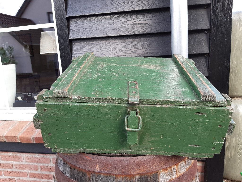 Houten munitie kist, leger kist, brocante, vintage, Ophalen, Overige materialen, Minder dan 50 cm, Minder dan 50 cm