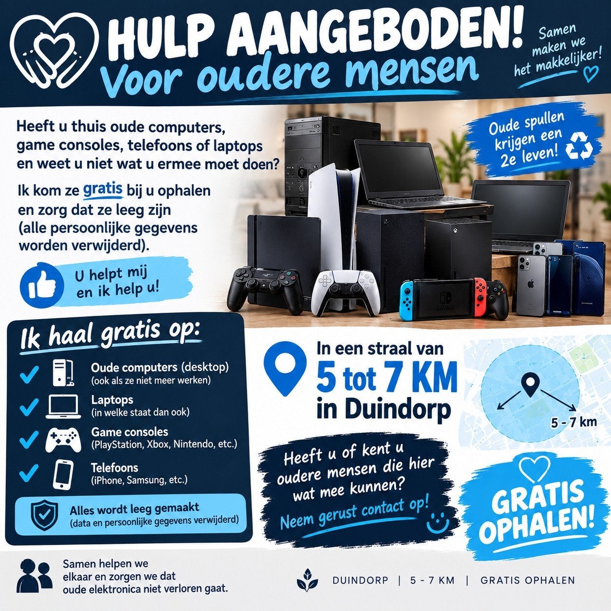 HULP AANGEBODEN: Leeg maken en gratis ophalen van pc's

He, Ophalen