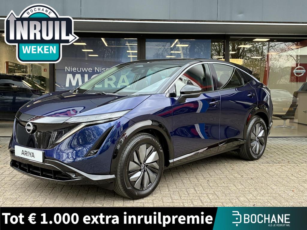 Nissan Ariya Limited Edition 91 kWh NIEUW UIT VOORRAAD LEVER, Auto's, Nissan, Stof, Huisgarantie, Met garantie (alle), Blauw
