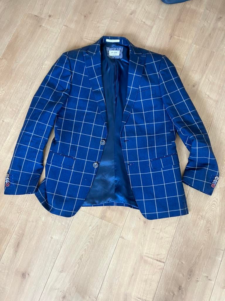 Van Gils kostuum jasje maat 46 - Blauw geruit, Ophalen of Verzenden, Zo goed als nieuw, Maat 46 (S) of kleiner, Blauw