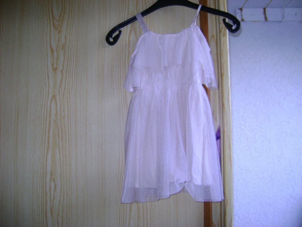 mooie 2laags beige verkleedjurk met glitter tule laag 110 2e, Ophalen of Verzenden, Zo goed als nieuw, 110 t/m 116, Meisje