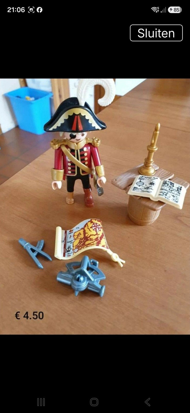 Playmobil Piraat met schatkaart en accessoires, Ophalen of Verzenden, Gebruikt, Jongen of Meisje