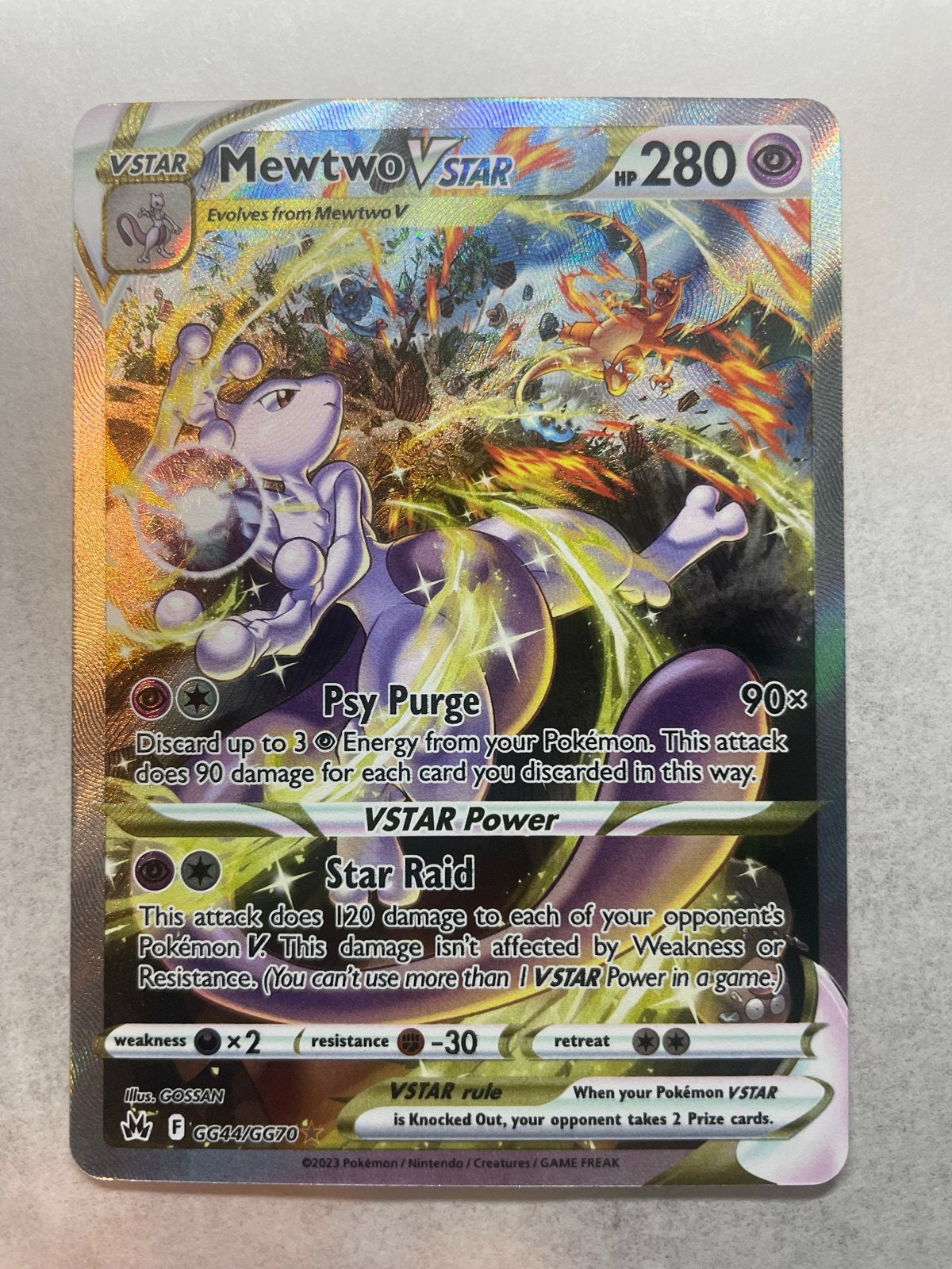 Mewtwo VSTAR GG44/GG70 Pokémon kaart, Ophalen of Verzenden, Zo goed als nieuw, Losse kaart, Foil