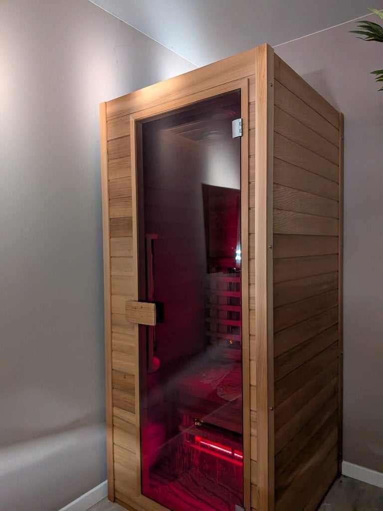 Infraroodsauna One Red Cedar | Zeer nette staat, Ophalen, Zo goed als nieuw, Infrarood, Complete sauna