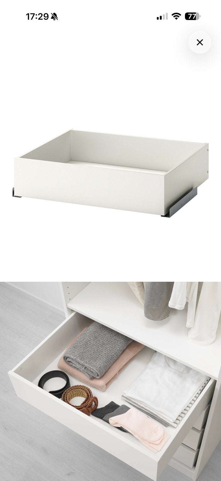 ikea pax komplement lade 75x58cm wit, Huis en Inrichting, Ophalen, Nieuw, 50 tot 100 cm, Minder dan 100 cm