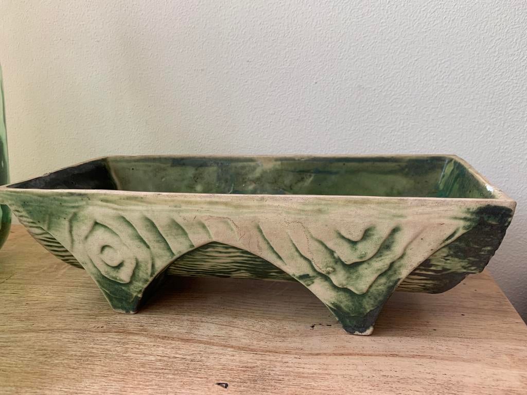 Vintage/ retro cactusbak/ bloembak jaren70 groen, Ophalen of Verzenden, Gebruikt, Groen, Overige materialen