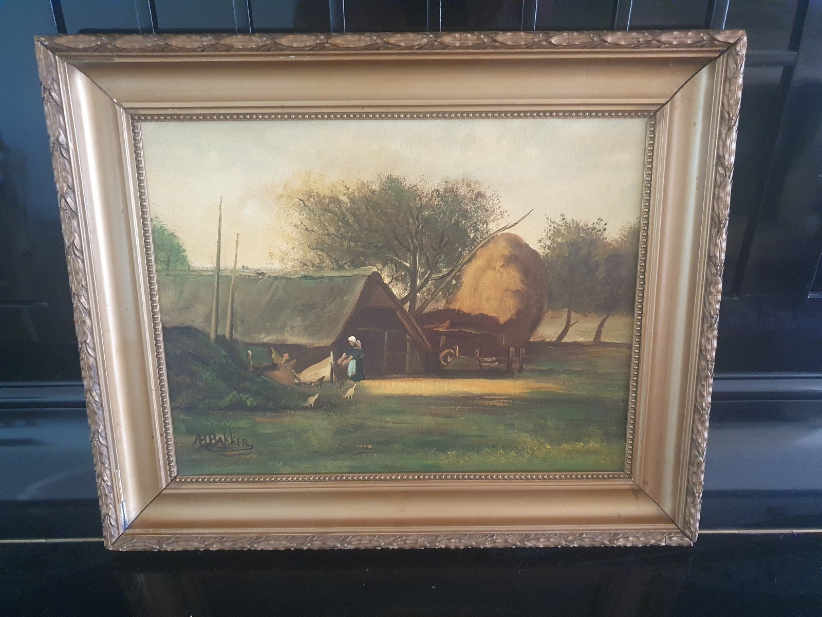 Hollands boerenerf A. H. Bakker rondscharrelende kippen, Antiek en Kunst, Ophalen