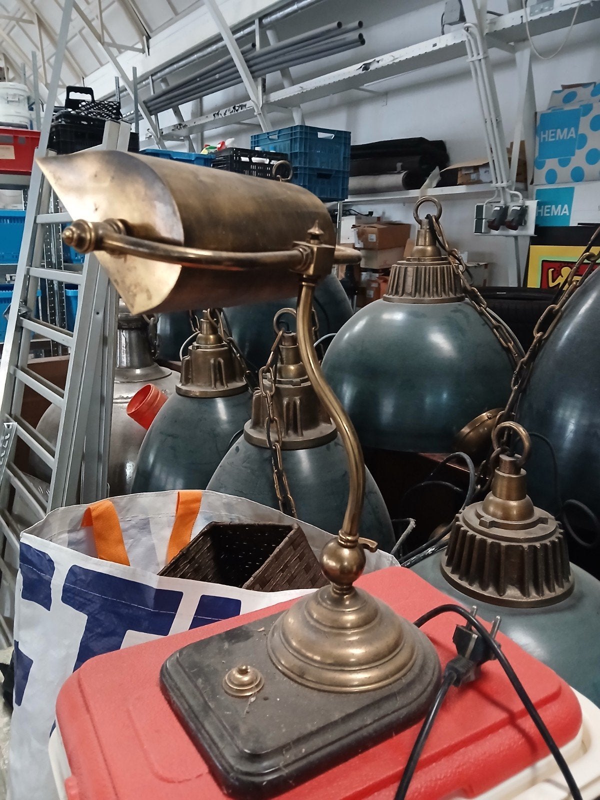 Antieke bronzen bureaulamp met klassieke uitstraling, Ophalen of Verzenden