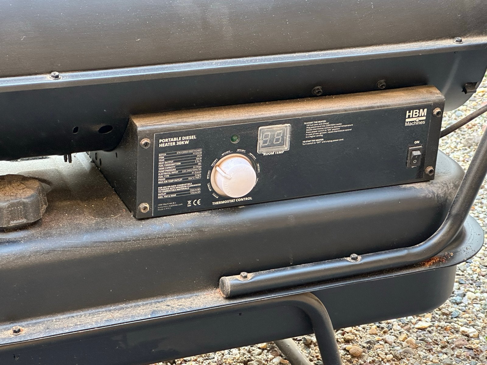 HBM Machines Draagbare Diesel Heater 30KW, Ophalen, 30 tot 80 cm, Gebruikt, Kachel