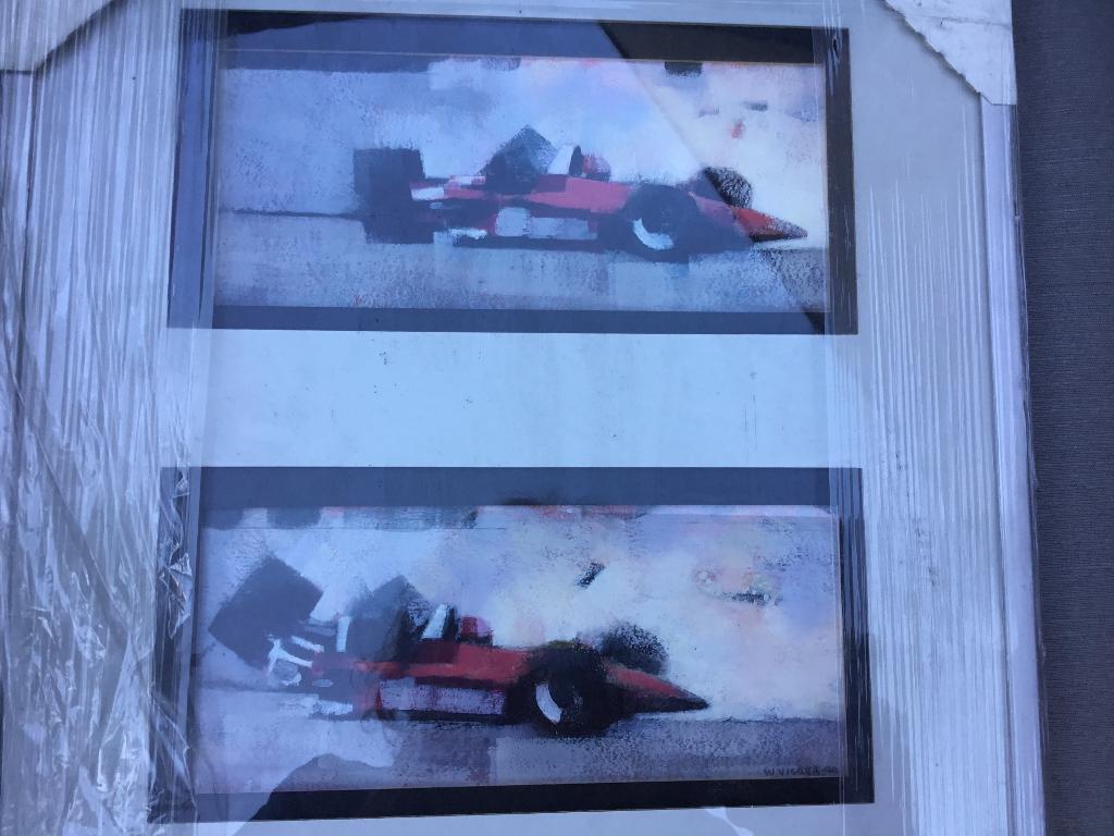 Schilderij W.Visser Formule 1 Racewagens Figuratief, Antiek en Kunst, Ophalen of Verzenden