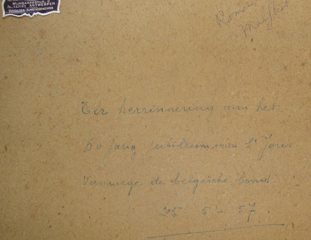Antwerpen Kathedraal Stadsgezicht Ets 1957, Stadsgezicht, 56 cm, 47 cm, Ophalen of Verzenden
