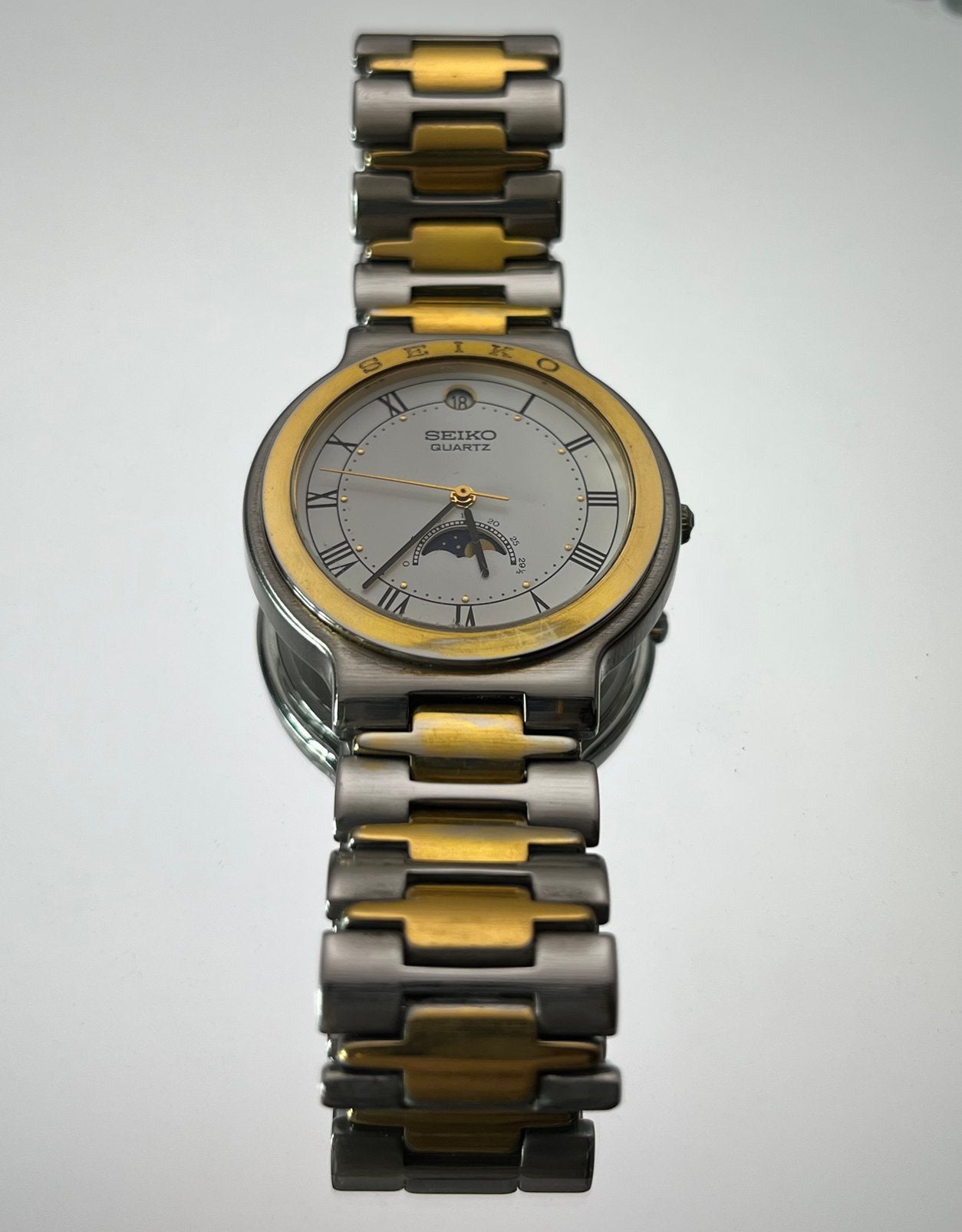 Seiko Moon Phase 6F22-6010 Heren Horloge, Ophalen of Verzenden, Zo goed als nieuw