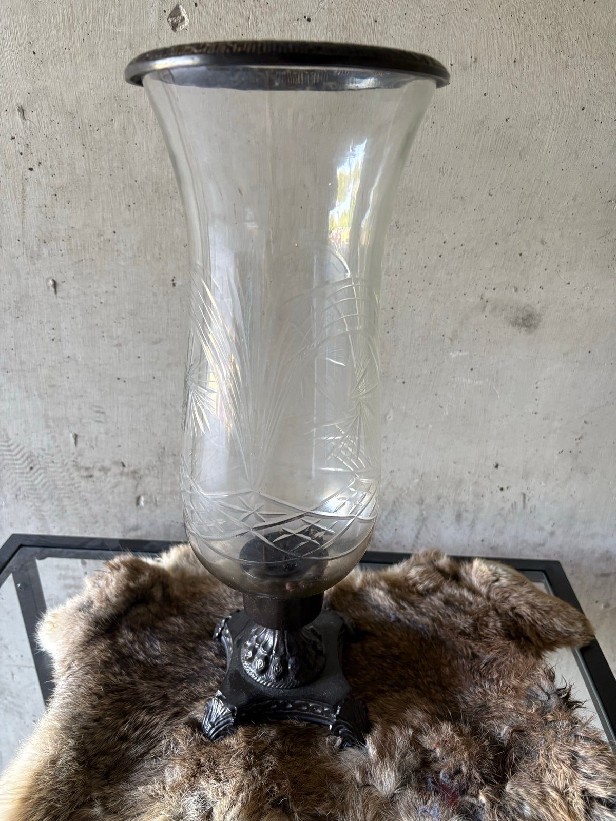 Baroque Windlicht met Sierlijke Metalen Voet, Ophalen