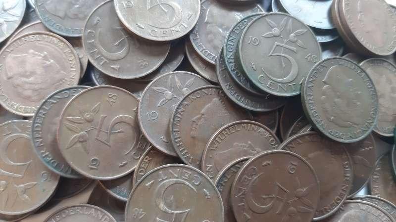 250 Gram 5 Cent 1948 Wilhelmina, Postzegels en Munten, Munten | Nederland, Ophalen of Verzenden, Koningin Wilhelmina, 1 cent, Setje
