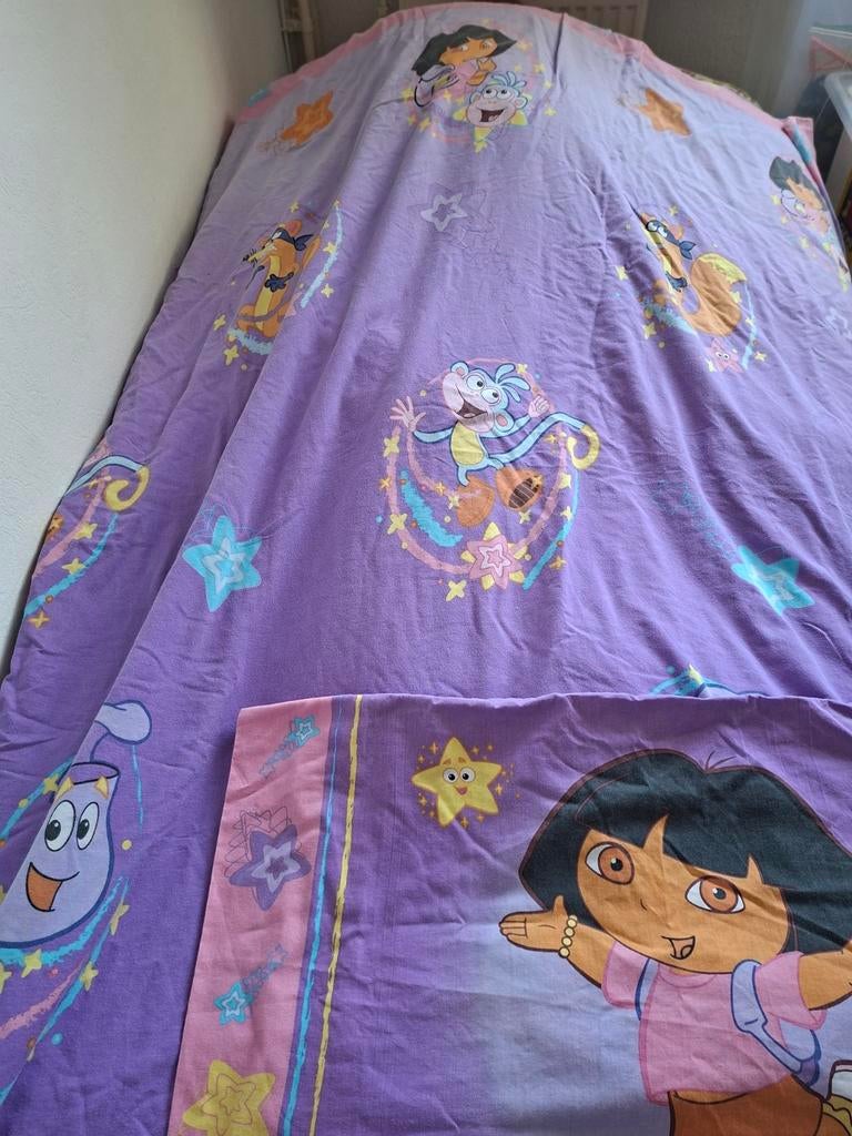 Dora the Explorer Dekbedovertrek met kussensloop, Gebruikt, Meisje, Ophalen of Verzenden, Paars