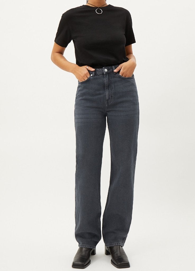Weekday Rowe high recht straight jeans spijkerbroek black 26, Zwart, Nieuw, Weekday, Ophalen of Verzenden