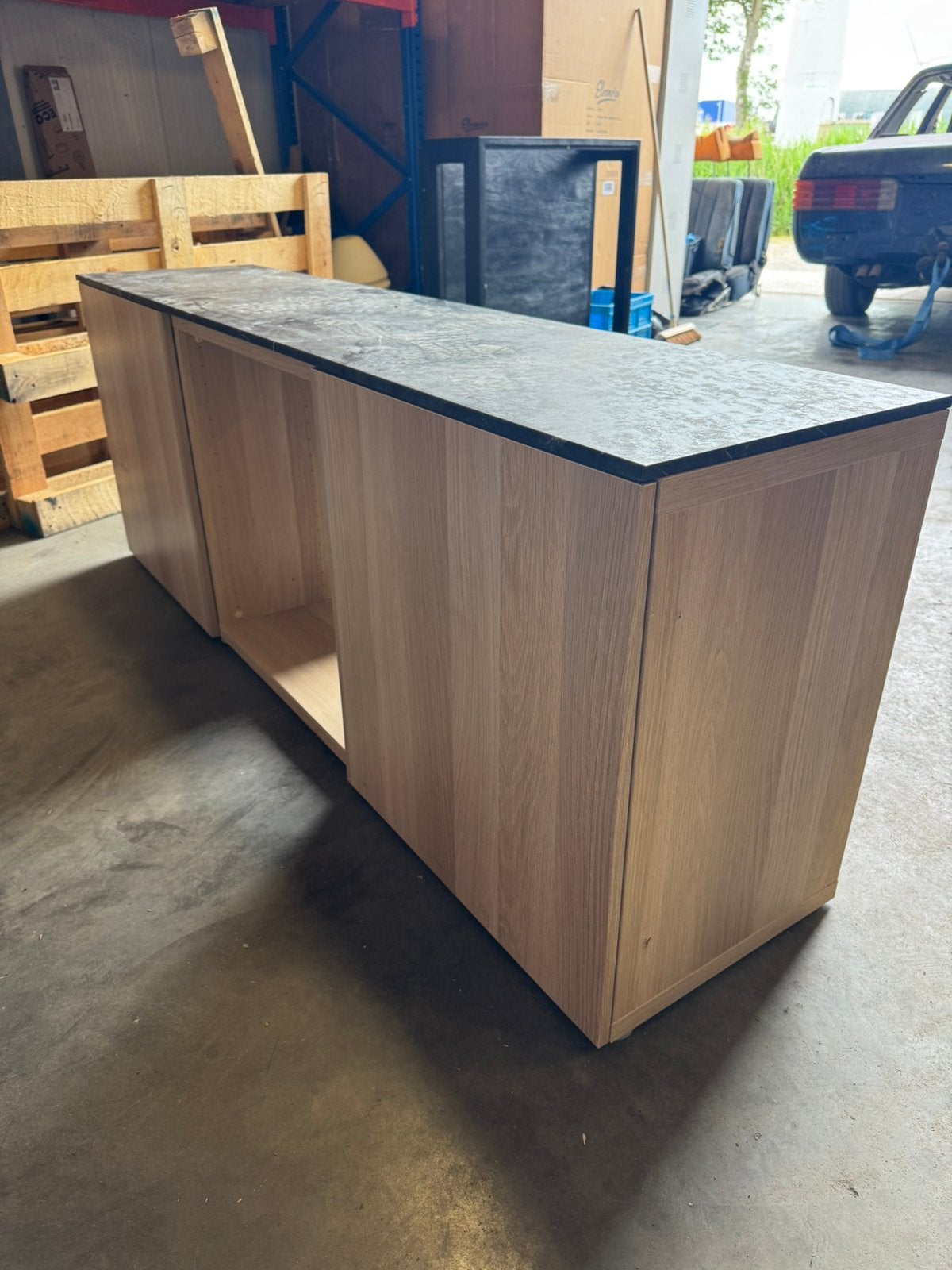 Tv meubel - ikea - hout - marmer blad, Ophalen, Zo goed als nieuw, 25 tot 50 cm, Minder dan 100 cm