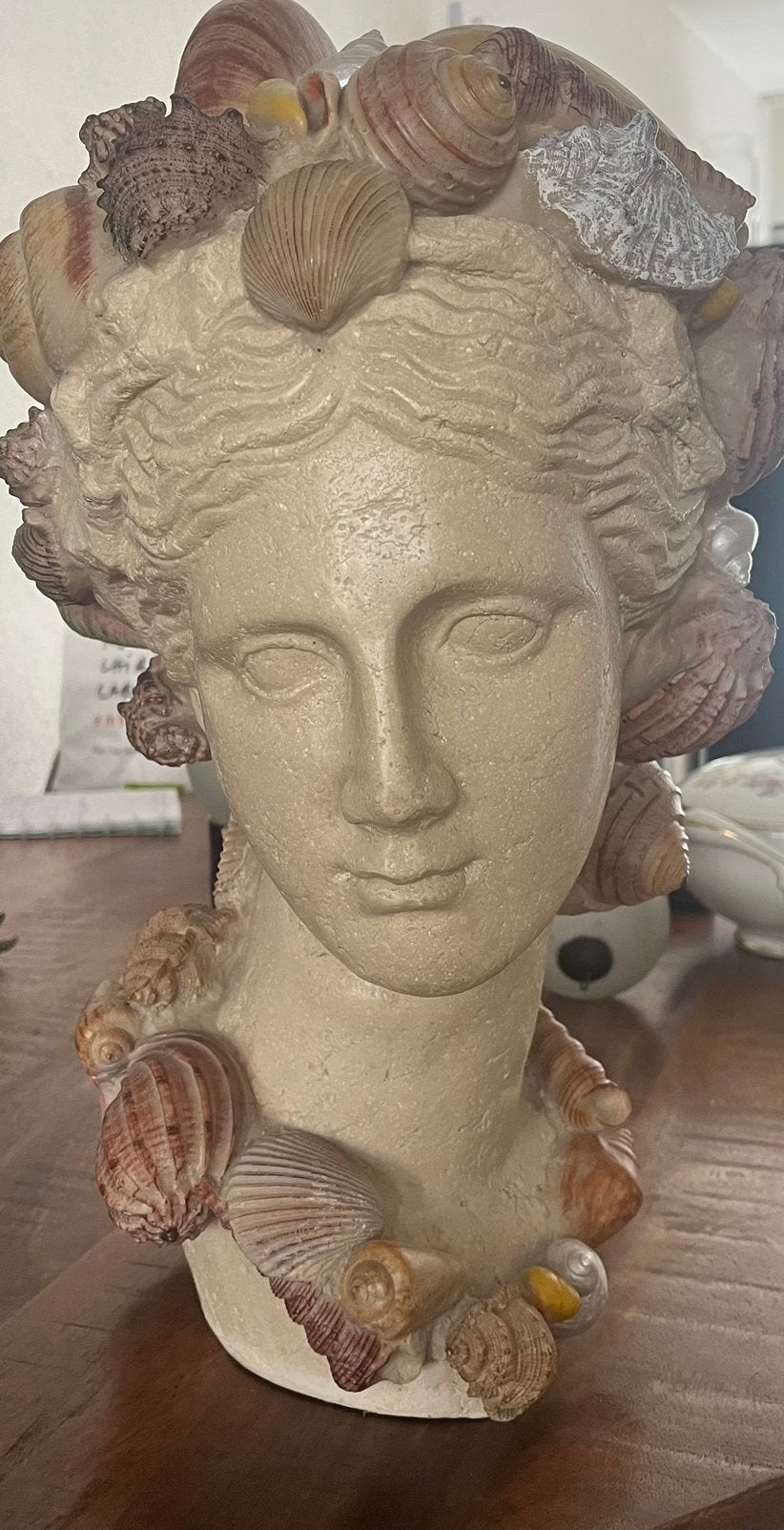 Decoratieve Buste met Schelpen - Uniek Kunstobject, Ophalen, Beige, Boho, Zo goed als nieuw