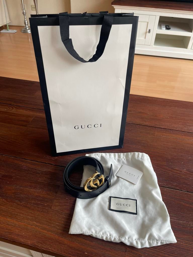 Originele Gucci riem black/gold, 95 tot 105 cm, Augustinuslaan 27, Ophalen of Verzenden, Gino.vanveenendaal@hotmail.com