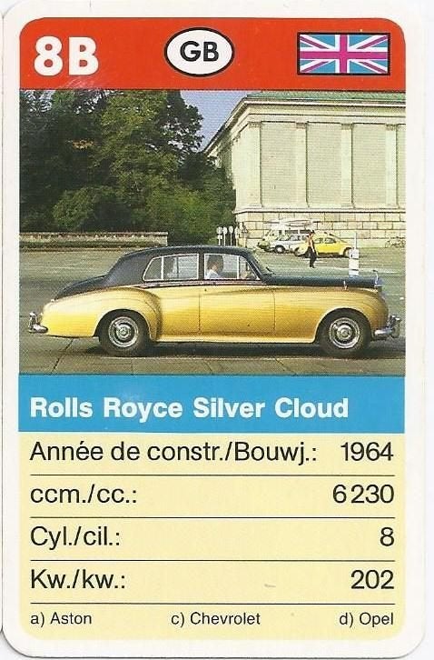 Kw4507 autokaartje 8b rolls royce silver cloud, Ophalen of Verzenden, Zo goed als nieuw, Auto's